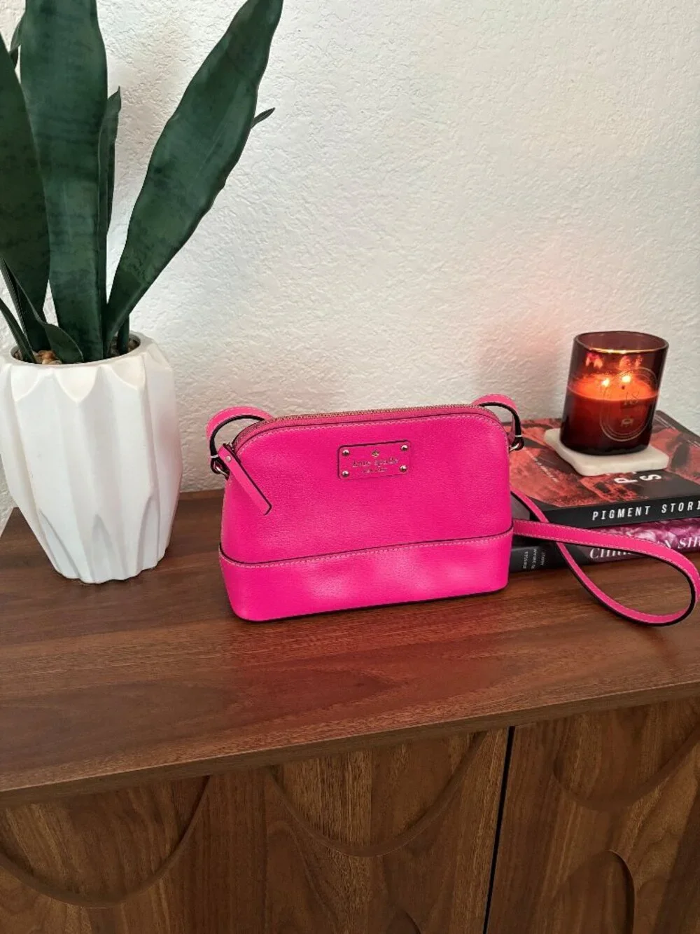 Kate Spade Hanna Crossbody in Hot Pink Pebbled Leather